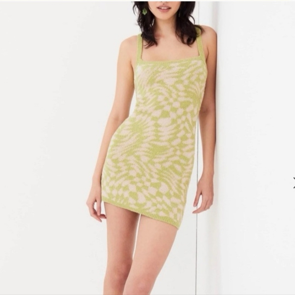 For Love And Lemons 70s Inspired Simone Mini Dress In Green Size Large NWT